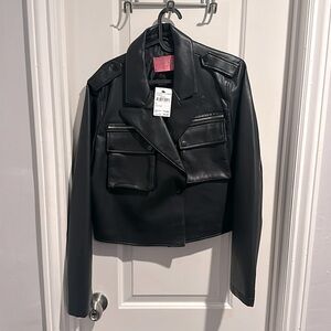 Azalea Wang Crop Faux Leather jacket